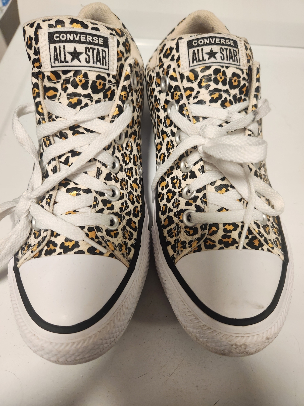 Converse All Star Leopard Print Low Top Sneakers - White/Black/Gold